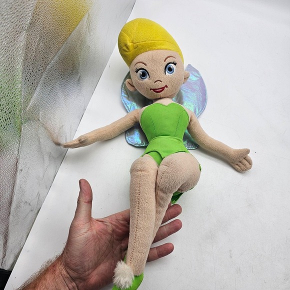Disney Other - Disney‎ Fairies Tinker Bell Plush Doll Stuffed Toy Medium Green Wings Cute